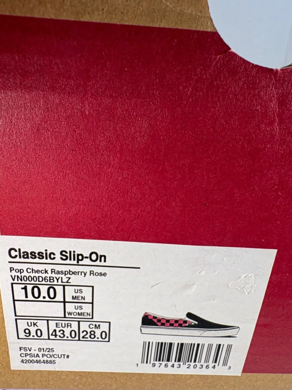 NWT Vans Classic Checkerboard Slip-Ons in Raspberry and Black Men’s 10 - Picture 8 of 10